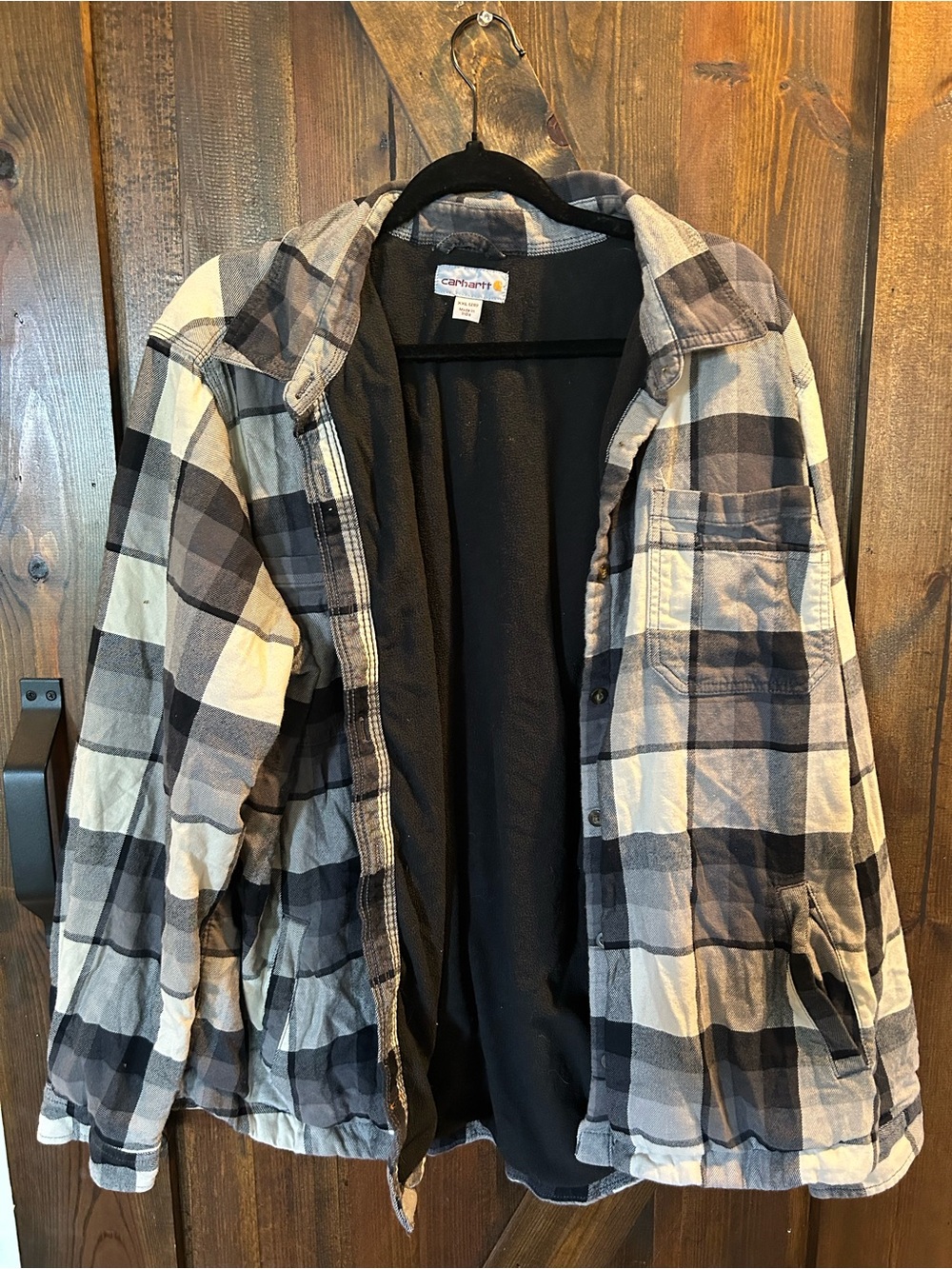 Carhartt Men's Black & Gray Plaid Lined Work Jacket size XXL